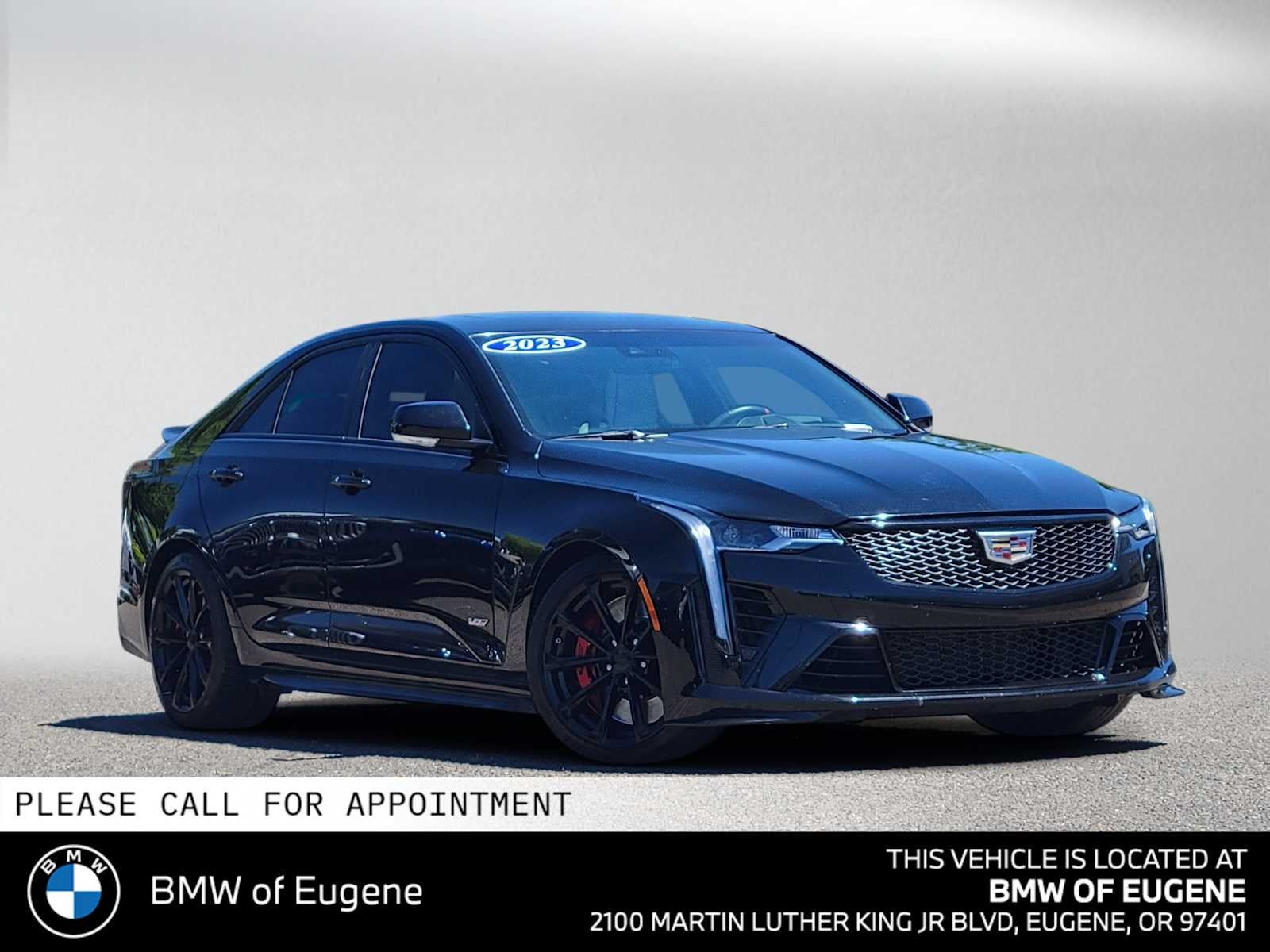 2023 Cadillac CT4-V Blackwing in Black Raven — front three-quarter view