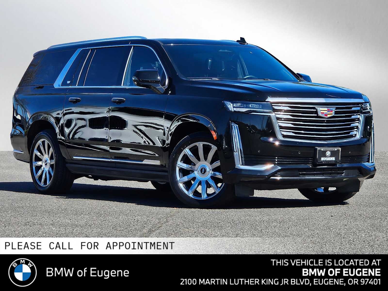 2024 Cadillac Escalade ESV 4WD Premium Luxury Platinum in Black Raven — front three-quarter view