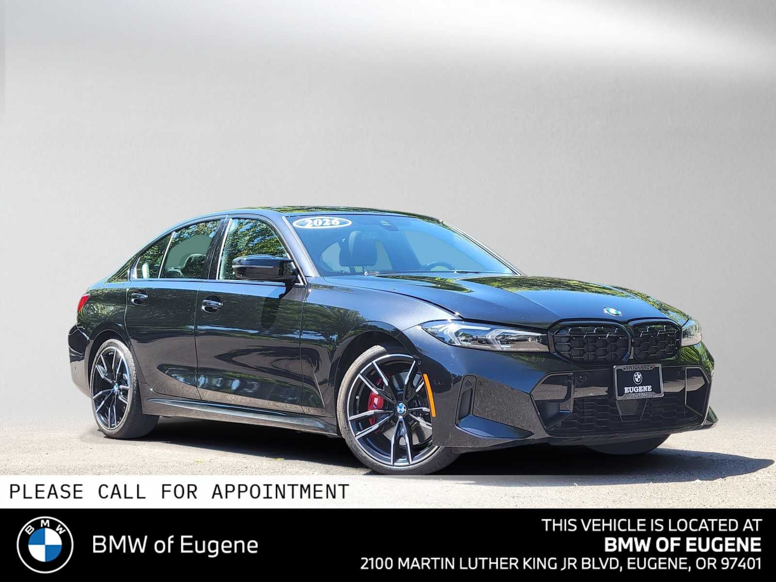 2026 BMW M340i xDrive M340i xDrive in Black Sapphire Metallic — front three-quarter view