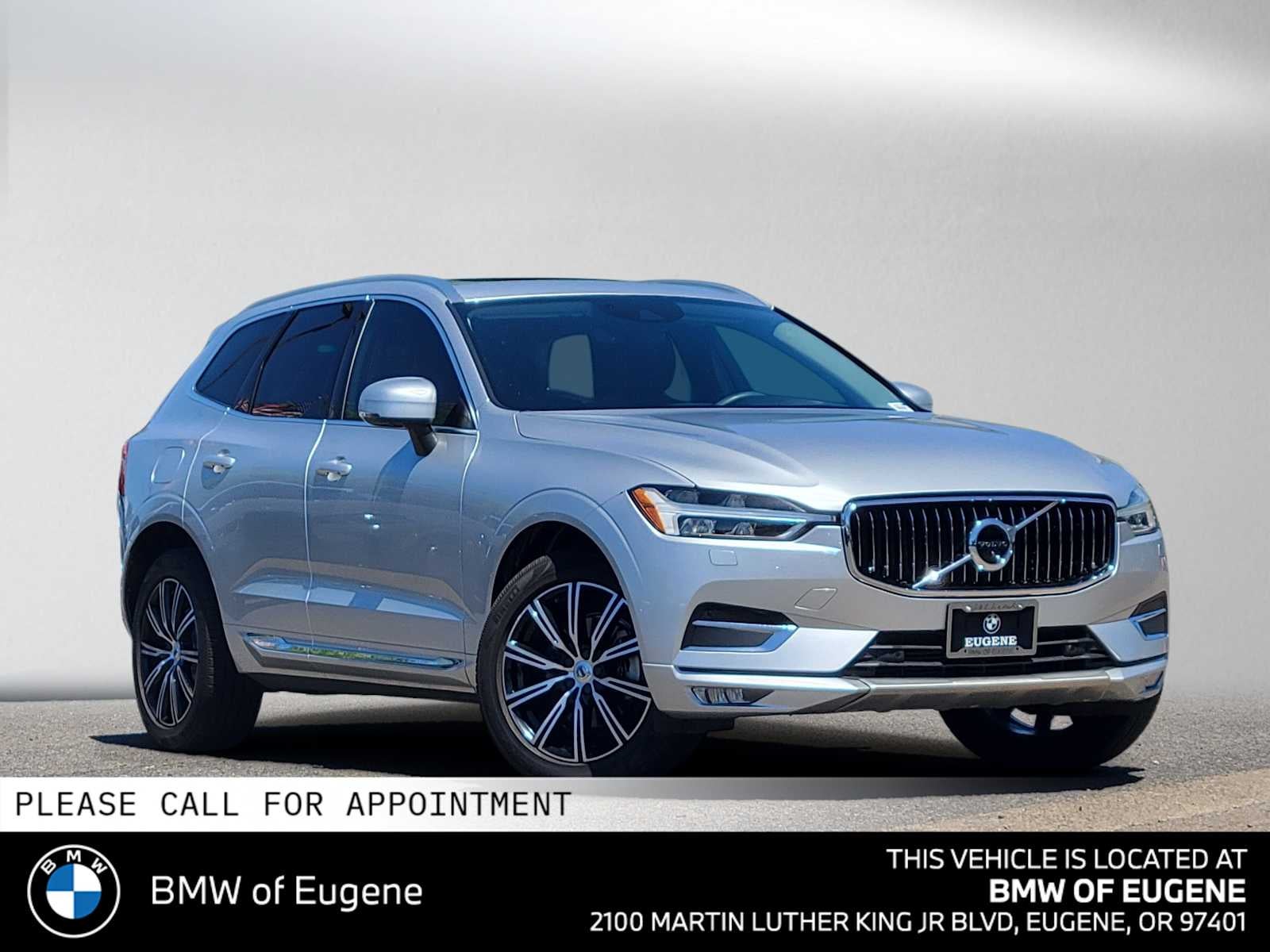 2020 Volvo XC60 Inscription in Bright Silver Metallic — front three-quarter view