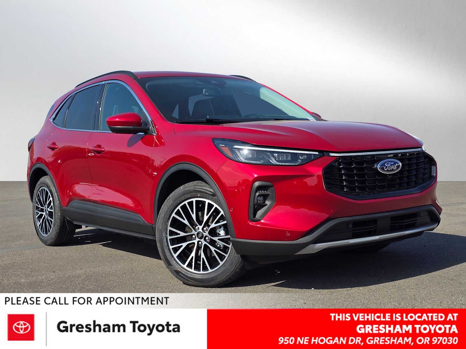 2024 Ford Escape PHEV in Rapid Red Metallic Tinted Clearcoat — front three-quarter view