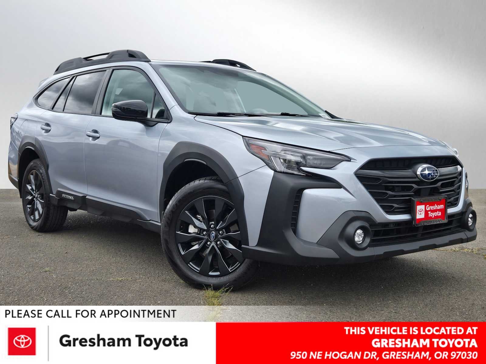 2025 Subaru Outback Onyx Edition in Ice Silver Metallic — front three-quarter view