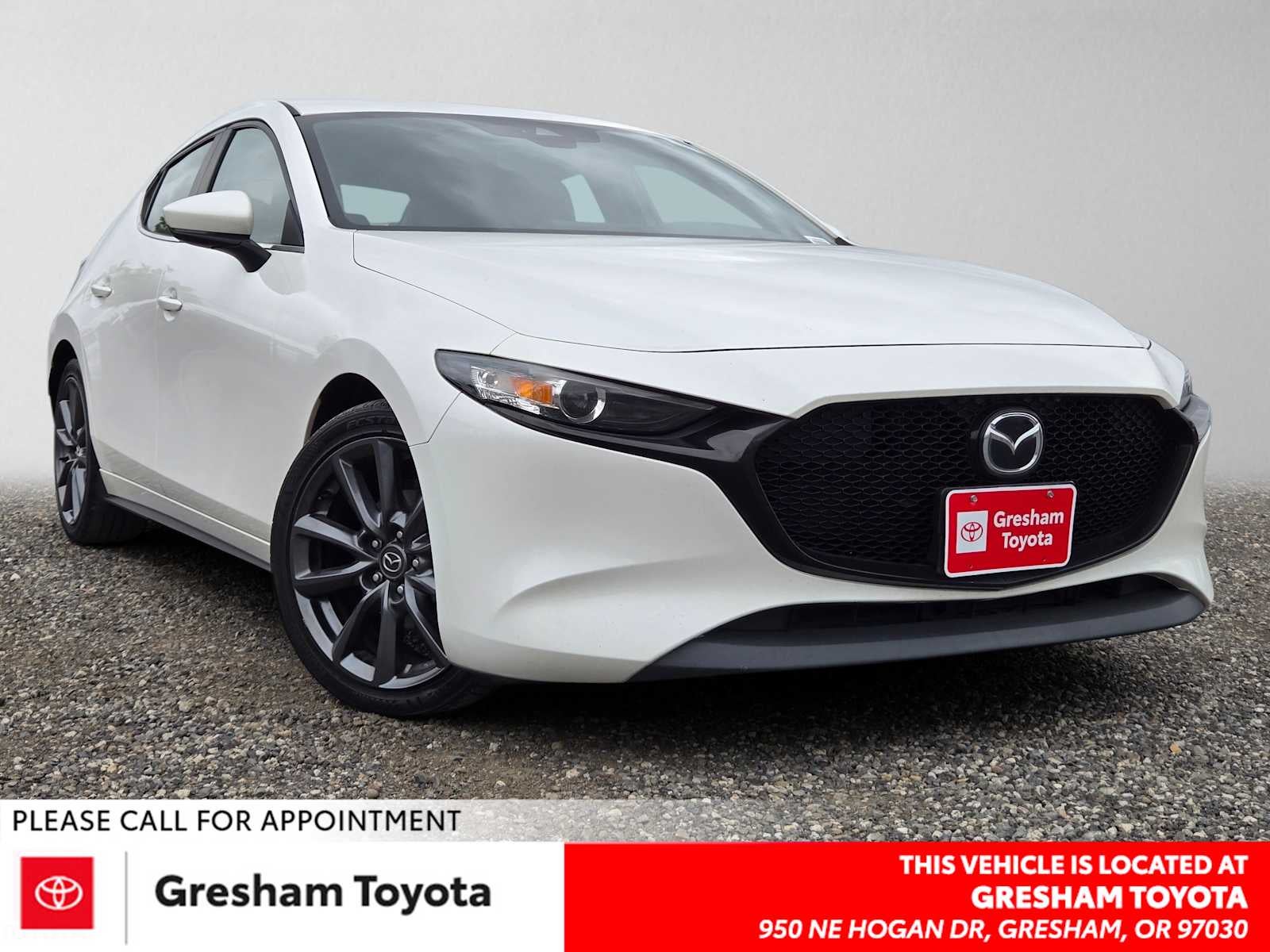 2020 Mazda Mazda3 Hatchback Auto FWD in Snowflake White Pearl Mica — front three-quarter view