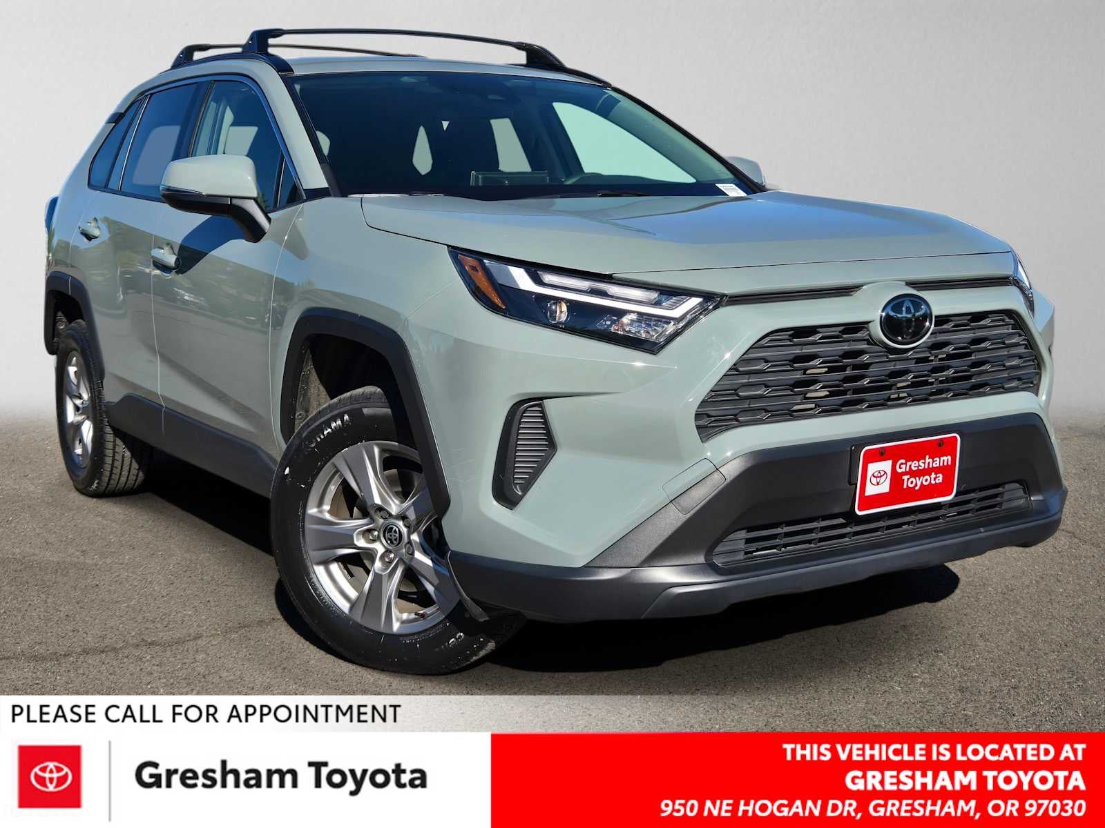 2023 Toyota RAV4 XLE in Lunar Rock — front three-quarter view